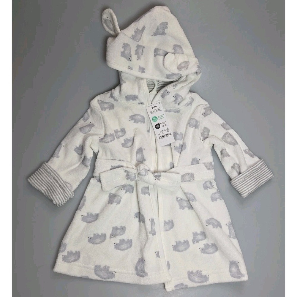 Carter's Just One‎ You Baby Bear Bath Robe White 0-9 Months Boy Or Girl New
